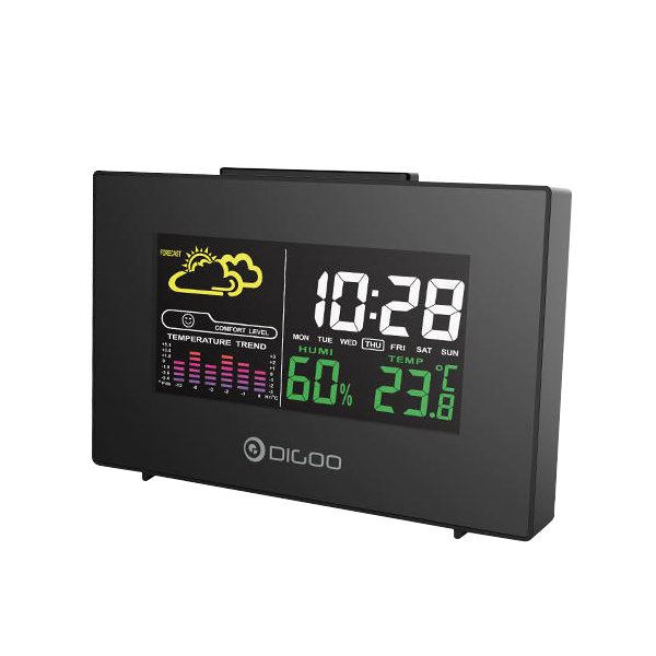 Luftfeuchtigkeit und Temperatur DIGOO DG-C3X Uhr Wecker USB Lader Farbdisplay 