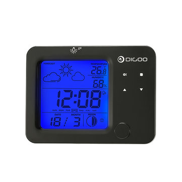 Digoo DG-C5 Wireless LCD Weather Station Thermometer Humidity Sensor Alarm Clock